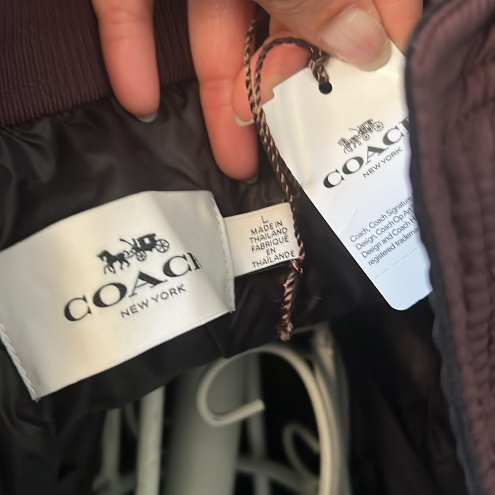 NWT Coach Plum Long Puffer Coat with hood - Picture 5 of 5